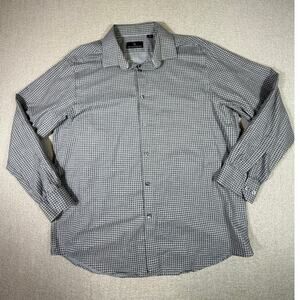 Hart Schaffner Marx Mens XL Gray Star Print Long Sleeve Button Front Dress Shirt